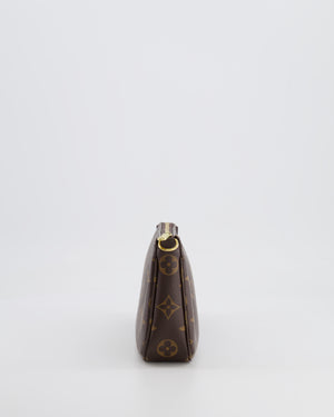 Louis Vuitton Brown Pochette Bag in Monogram Coated Canvas and Leather with Gold Hardware