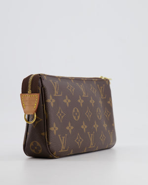 Louis Vuitton Brown Pochette Bag in Monogram Coated Canvas and Leather with Gold Hardware