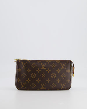 Louis Vuitton Brown Pochette Bag in Monogram Coated Canvas and Leather with Gold Hardware