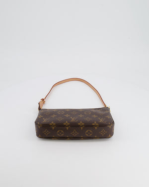 Louis Vuitton Brown Pochette Bag in Monogram Coated Canvas and Leather with Gold Hardware