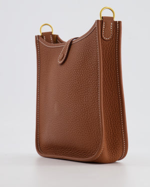 Hermès Mini Evelyne Bag in Gold Clemence Leather with Gold Hardware