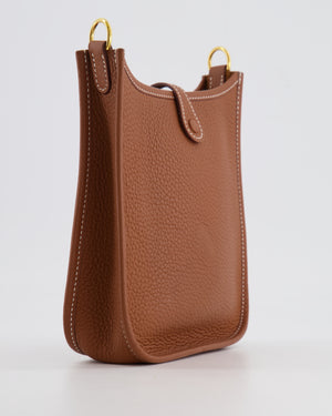 Hermès Mini Evelyne Bag in Gold Clemence Leather with Gold Hardware