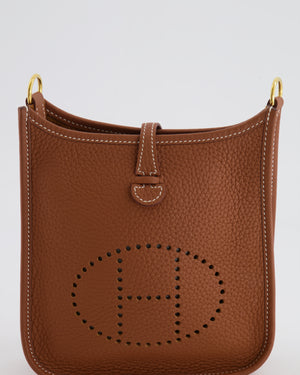 Hermès Mini Evelyne Bag in Gold Clemence Leather with Gold Hardware
