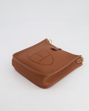 Hermès Mini Evelyne Bag in Gold Clemence Leather with Gold Hardware