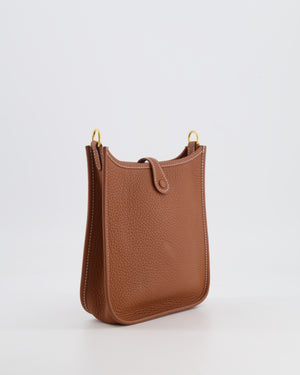 Hermès Mini Evelyne Bag in Gold Clemence Leather with Gold Hardware