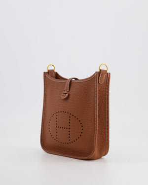 Hermès Mini Evelyne Bag in Gold Clemence Leather with Gold Hardware