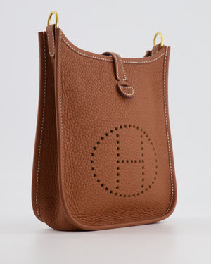 Hermès Mini Evelyne Bag in Gold Clemence Leather with Gold Hardware