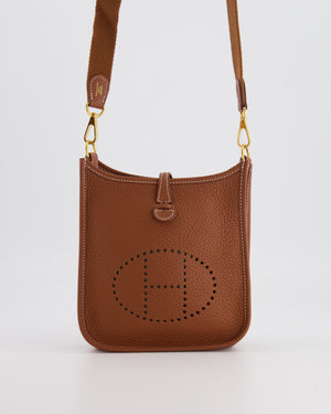 Hermès Mini Evelyne Bag in Gold Clemence Leather with Gold Hardware