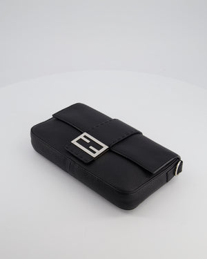 *MENSWEAR* Fendi Black Selleria Baguette Bag In Grained Leather with Silver Hardware