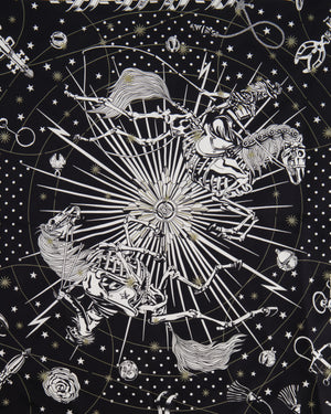 Hermès White and Black Chorus Stellarum Silk Scarf 55cm