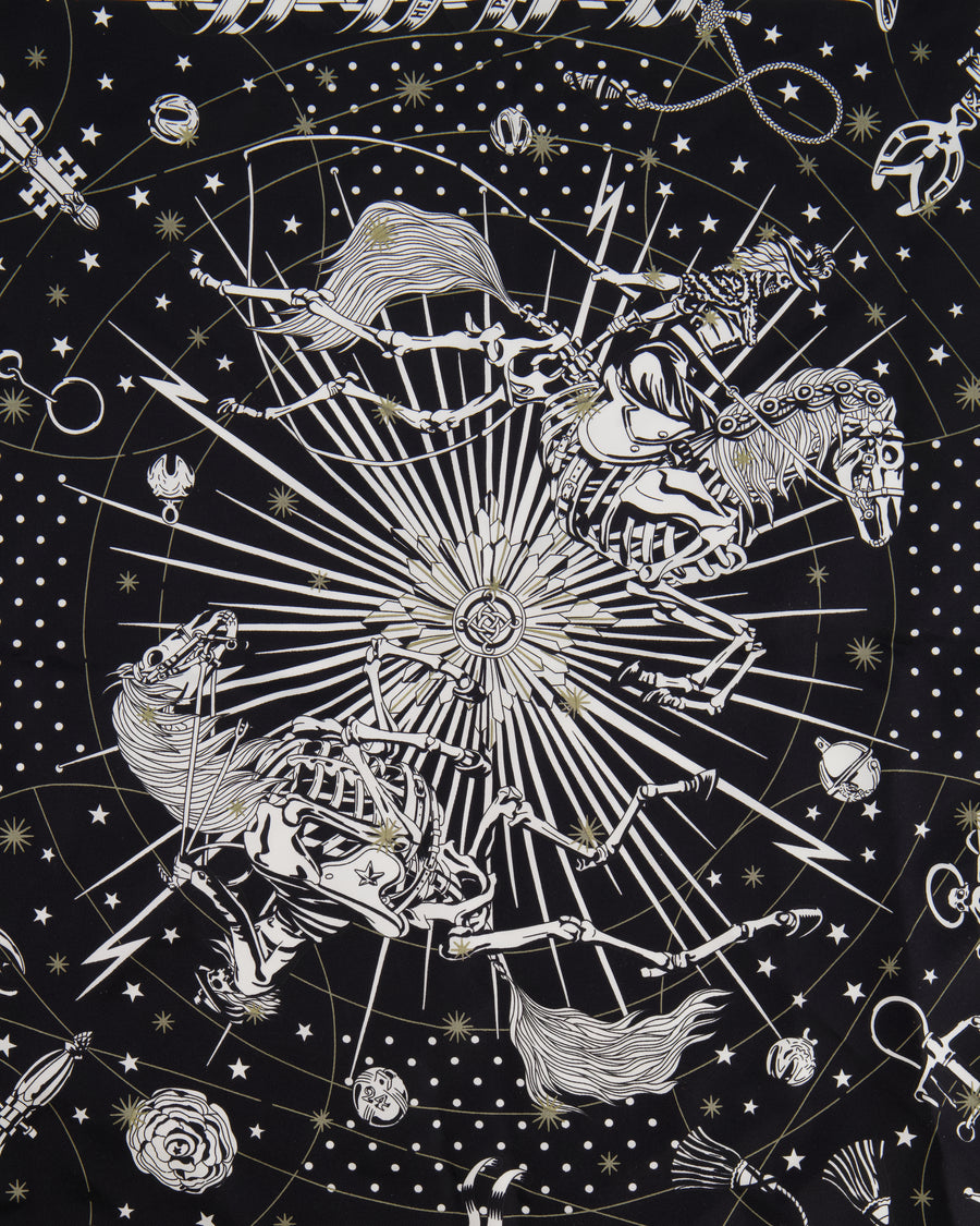 Hermès White and Black Chorus Stellarum Silk Scarf 55cm