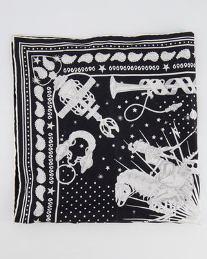Hermès White and Black Chorus Stellarum Silk Scarf 55cm