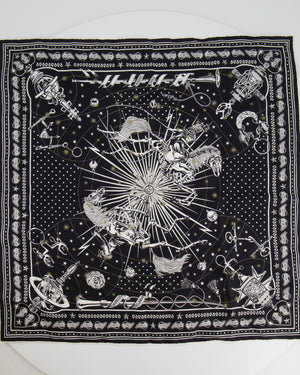 Hermès White and Black Chorus Stellarum Silk Scarf 55cm