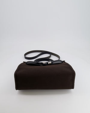 Hermès Herbag 31 Zip Bag in Ebene Toile Militaire Canvas and Black Vache Hunter Leather with Palladium Hardware