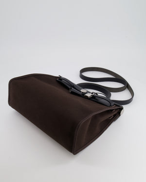 Hermès Herbag 31 Zip Bag in Ebene Toile Militaire Canvas and Black Vache Hunter Leather with Palladium Hardware