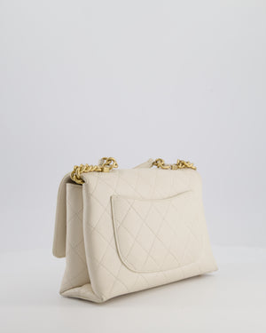 Chanel White Small Business Affinity Flap Bag in Caviar Leather with Champagne Gold Hardware