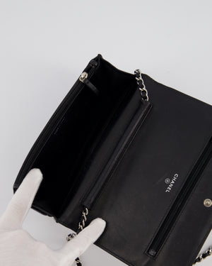 Chanel Black Wallet on Chain Bag in Lambskin Leather with Silver Hardware