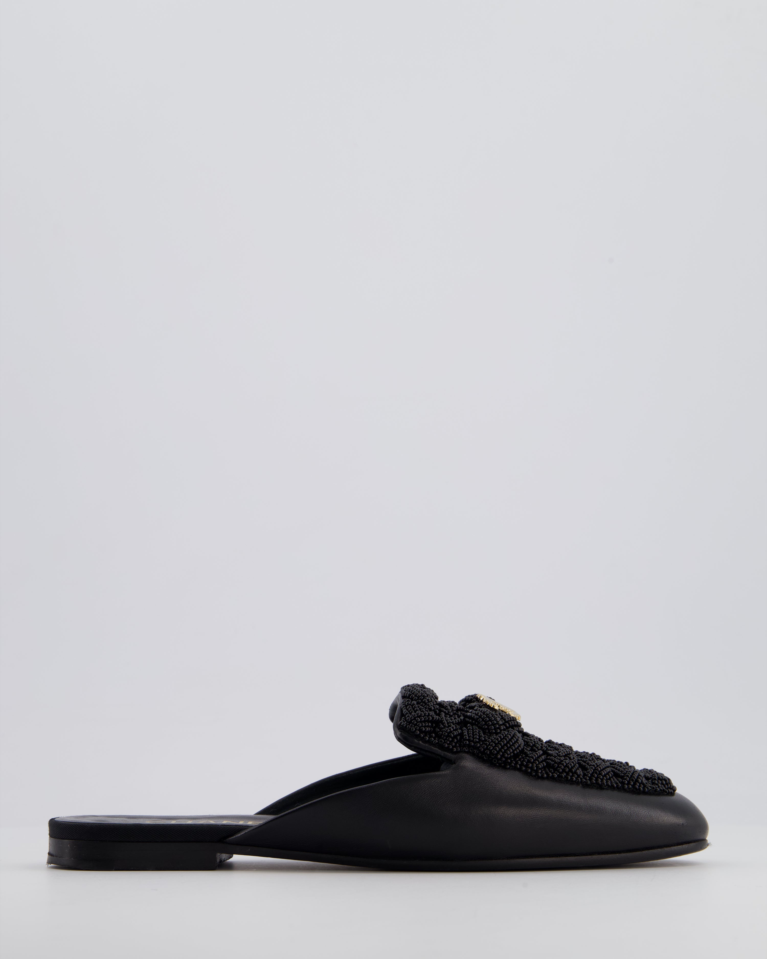 HOT* Chanel 22A Black Leather Mules with Braided