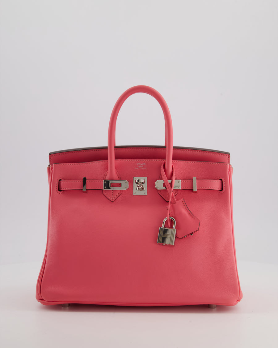 Hermès Birkin 25 Retourne Bag in Rose Azalee Swift Leather with Palladium Hardware