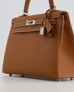 Hermès Kelly 25 Sellier Bag in Gold Epsom Leather with Palladium Hardware