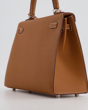 Hermès Kelly 25 Sellier Bag in Gold Epsom Leather with Palladium Hardware