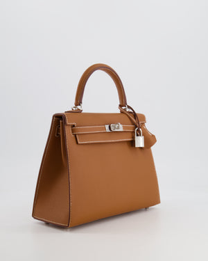 Hermès Kelly 25 Sellier Bag in Gold Epsom Leather with Palladium Hardware