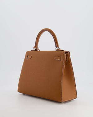 Hermès Kelly 25 Sellier Bag in Gold Epsom Leather with Palladium Hardware