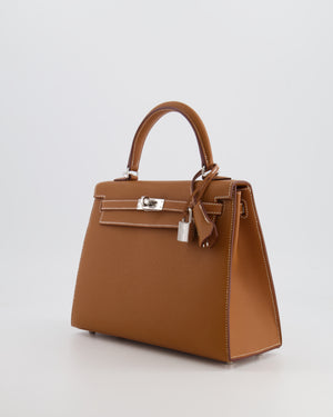 Hermès Kelly 25 Sellier Bag in Gold Epsom Leather with Palladium Hardware