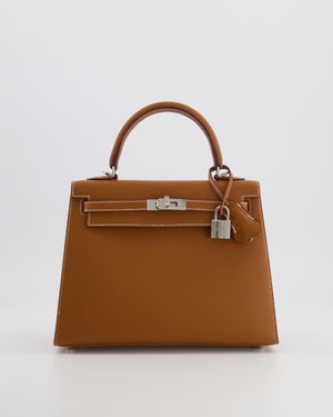 Hermès Kelly 25 Sellier Bag in Gold Epsom Leather with Palladium Hardware