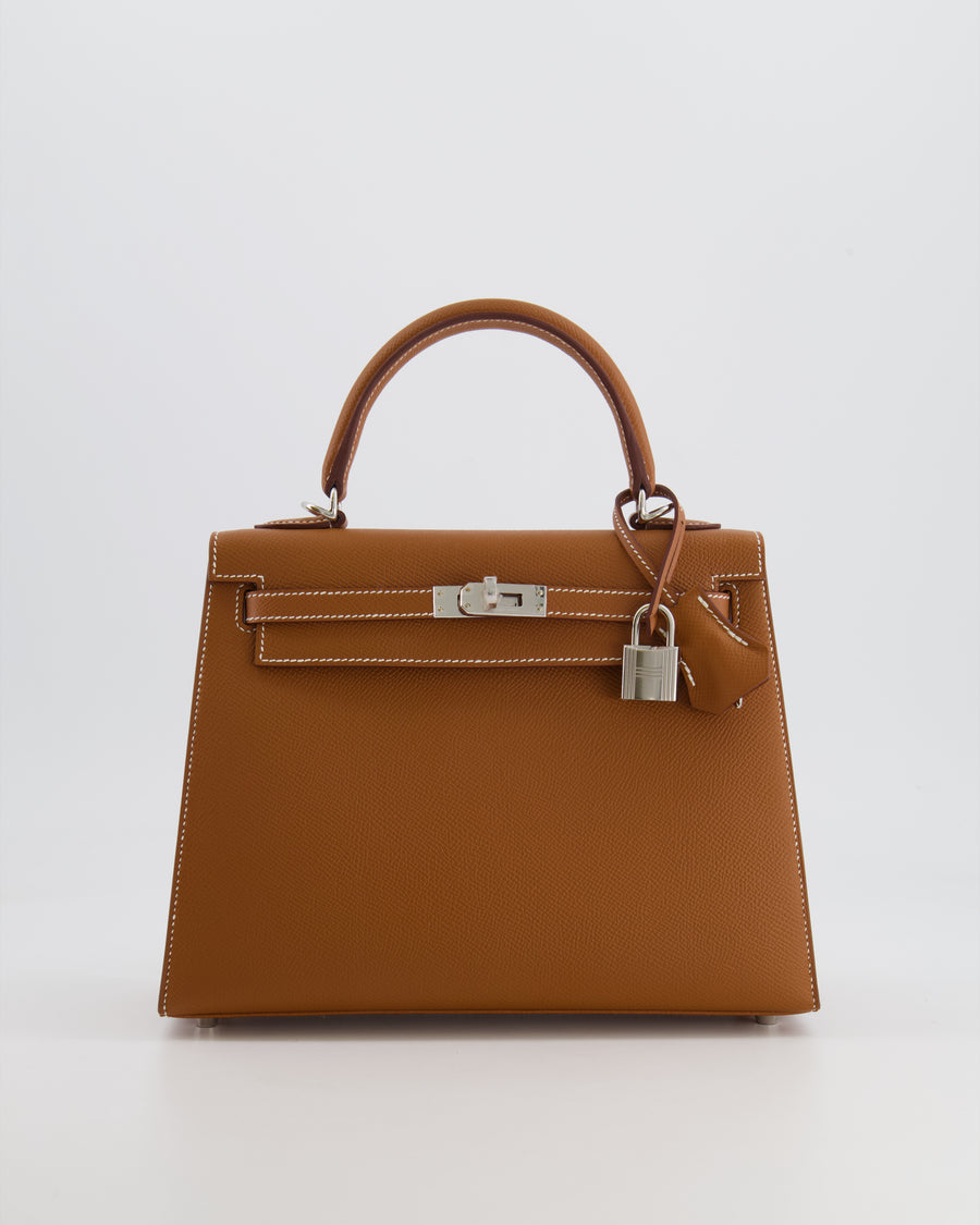 Hermès Kelly 25 Sellier Bag in Gold Epsom Leather with Palladium Hardware