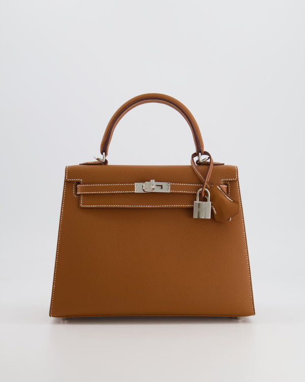 Hermès Kelly 25 Sellier Bag in Gold Epsom Leather with Palladium Hardware