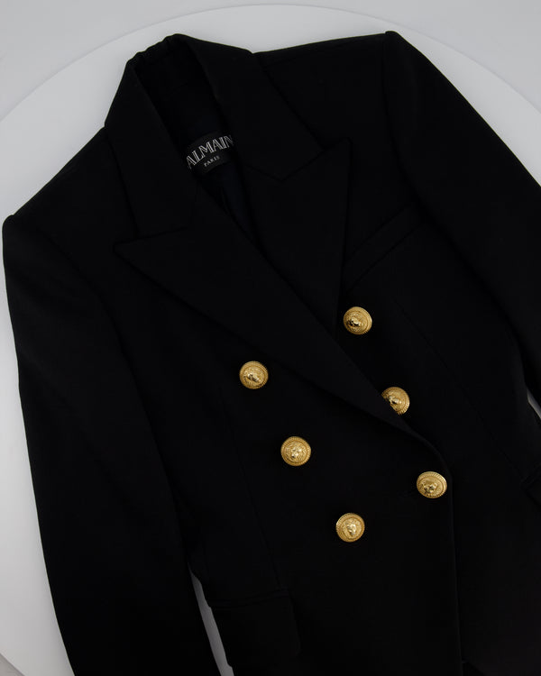 Balmain Black Double Breasted Blazer with Gold Buttons Size FR 36 (UK 8)