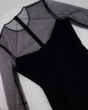 *HOT* David Koma Black Long Dress with Tulle & Multiple Floral Crystal Embellishments Detail Size FR 36 (UK 8)