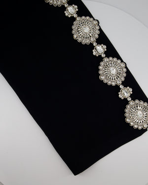*HOT* David Koma Black Long Dress with Tulle & Multiple Floral Crystal Embellishments Detail Size FR 36 (UK 8)