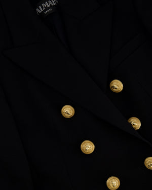 Balmain Black Double Breasted Blazer with Gold Buttons Size FR 36 (UK 8)