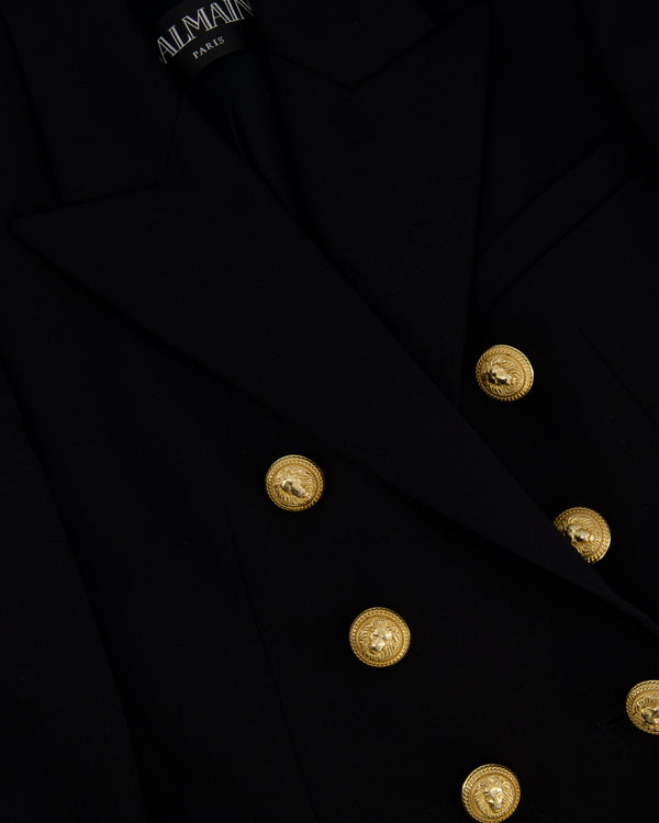Balmain Black Double Breasted Blazer with Gold Buttons Size FR 36 (UK 8)