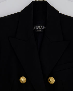Balmain Black Double Breasted Blazer with Gold Buttons Size FR 36 (UK 8)