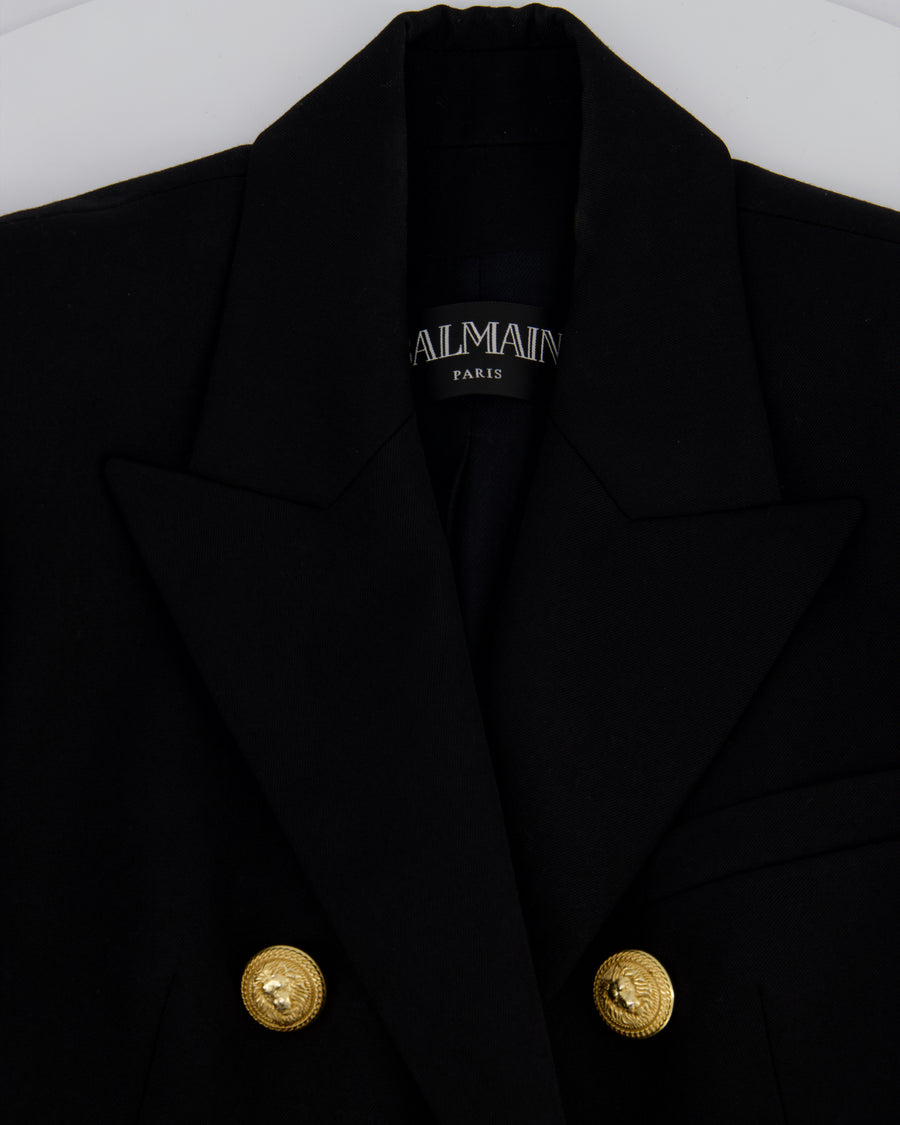 Balmain Black Double Breasted Blazer with Gold Buttons Size FR 36 (UK 8)