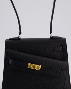 *LIMITED EDITION* Hermès Kelly II 20 En Desordre Bag In Noir Epsom Leather With Gold Hardware