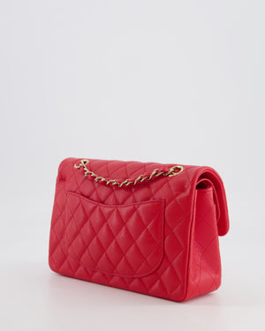 Chanel Strawberry Red Small Caviar Double Flap Bag with Champagne Gold Hardware