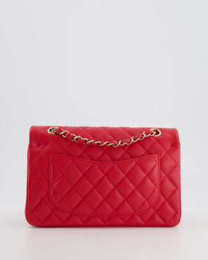 Chanel Strawberry Red Small Caviar Double Flap Bag with Champagne Gold Hardware
