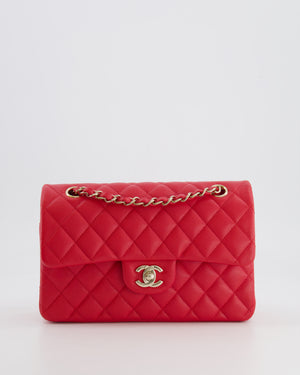 Chanel Strawberry Red Small Caviar Double Flap Bag with Champagne Gold Hardware