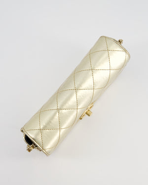 Chanel Metallic Gold Hammered Quilted Calfskin Cross Body Bag with Brushed Gold Hardware