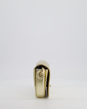 Chanel Metallic Gold Hammered Quilted Calfskin Cross Body Bag with Brushed Gold Hardware
