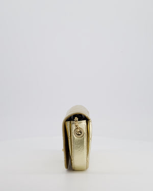 Chanel Metallic Gold Hammered Quilted Calfskin Cross Body Bag with Brushed Gold Hardware