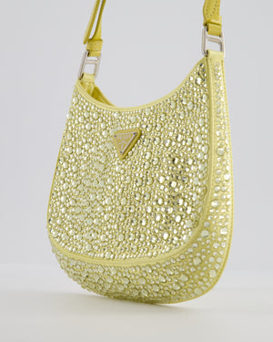 *HOT* Prada Yellow Satin Crystal Cleo Bag with Silver Hardware