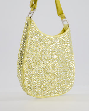 *HOT* Prada Yellow Satin Crystal Cleo Bag with Silver Hardware