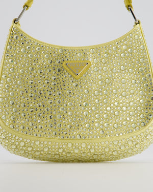 *HOT* Prada Yellow Satin Crystal Cleo Bag with Silver Hardware