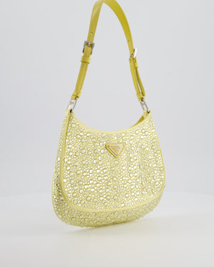 *HOT* Prada Yellow Satin Crystal Cleo Bag with Silver Hardware