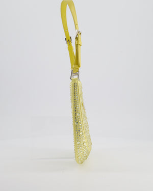 *HOT* Prada Yellow Satin Crystal Cleo Bag with Silver Hardware